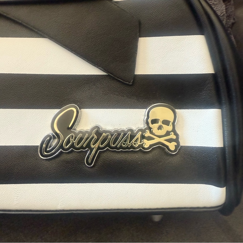 Sourpuss Black and White Striped Clutch - Picture 2 of 7